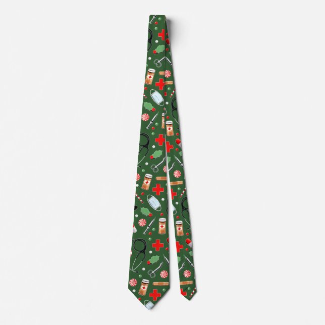 Doctor or Nurse Novelty Christmas Holiday Tie (Front)