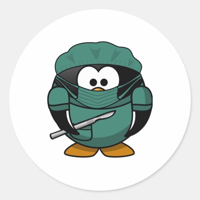 Doctor Penguin Classic Round Sticker (Front)