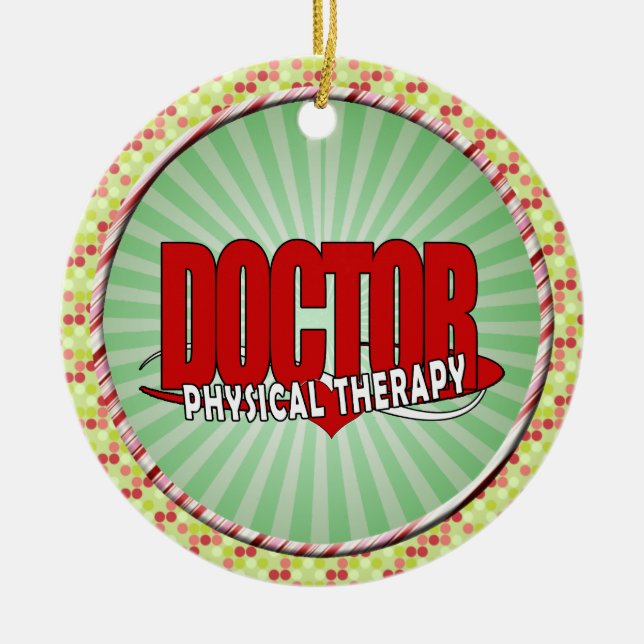DOCTOR PHYSICAL THERAPY BIG RED CERAMIC ORNAMENT (Front)