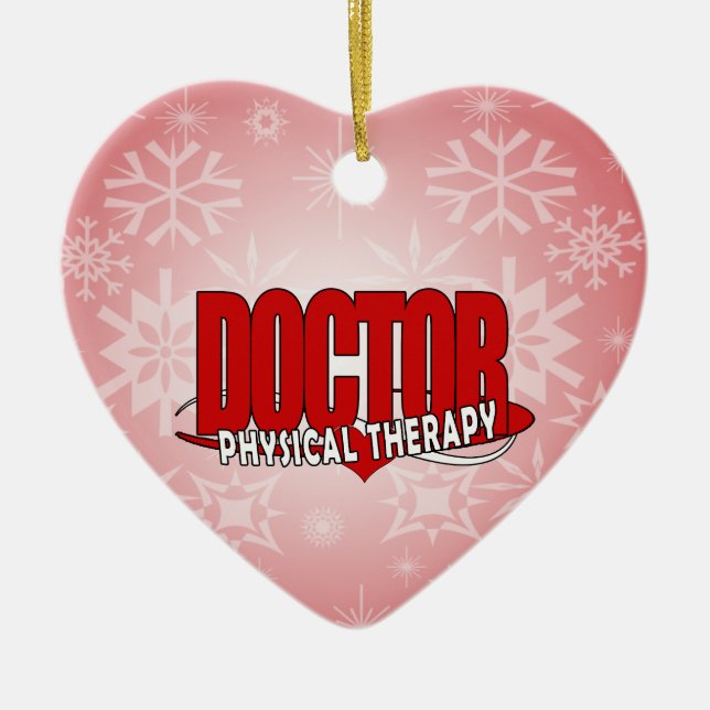 DOCTOR PHYSICAL THERAPY BIG RED CERAMIC ORNAMENT (Front)