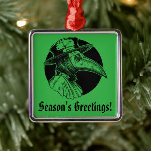 Doctor Plague Goth Horror Metal Ornament