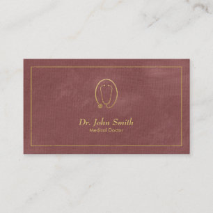 Doctor, Reddish Canvas Golden Frame & Stethoscope Appointment Card