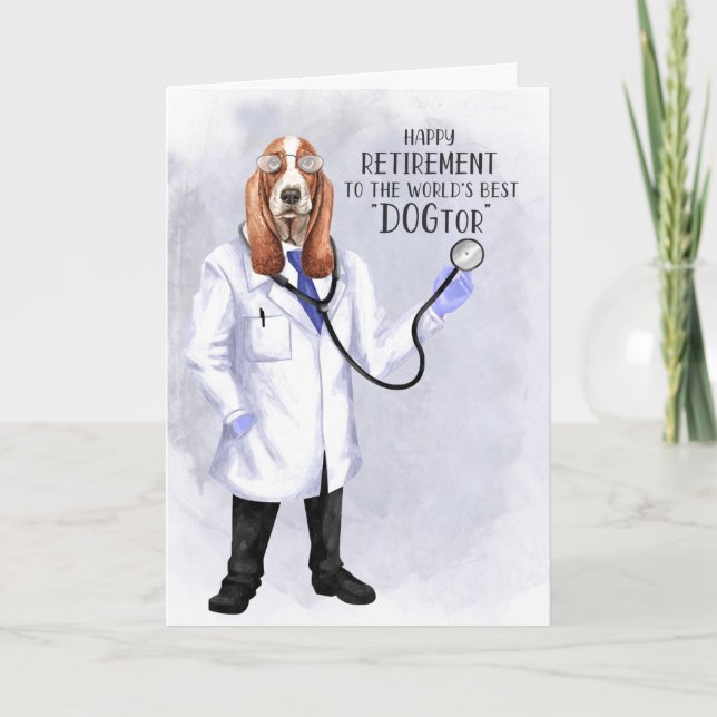 Doctor Retirement Funny Hound Dog Doctor Card (Front)
