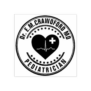 Doctor Rubber Stamp Heart ECG With Your Name