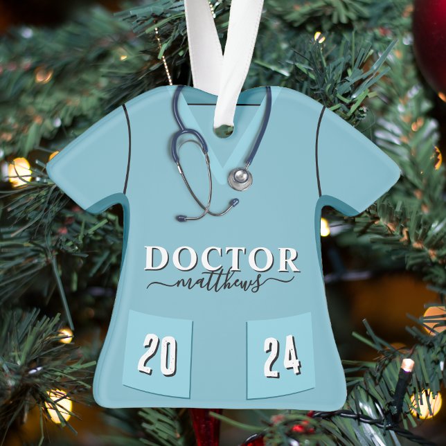 Doctor Scrubs Blue Shirt Stethoscope Christmas Ornament (Doctor Scrubs Blue Shirt Stethoscope Christmas Ornament
)