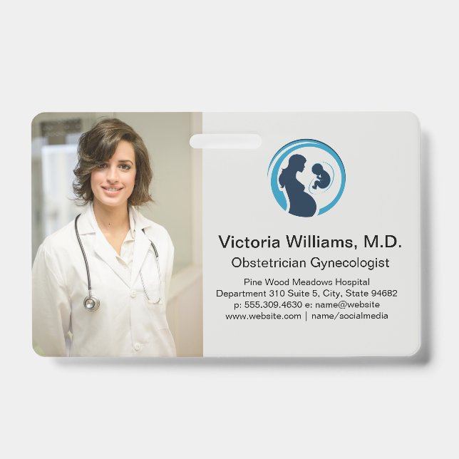 Doctor Smiling | Obstetrician Gynecologist Logo Badge (Front)