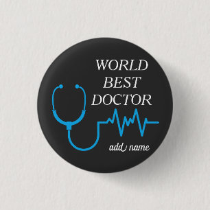 Doctor Stethoscope Practitioner Hospital Medicine 1 Inch Round Button