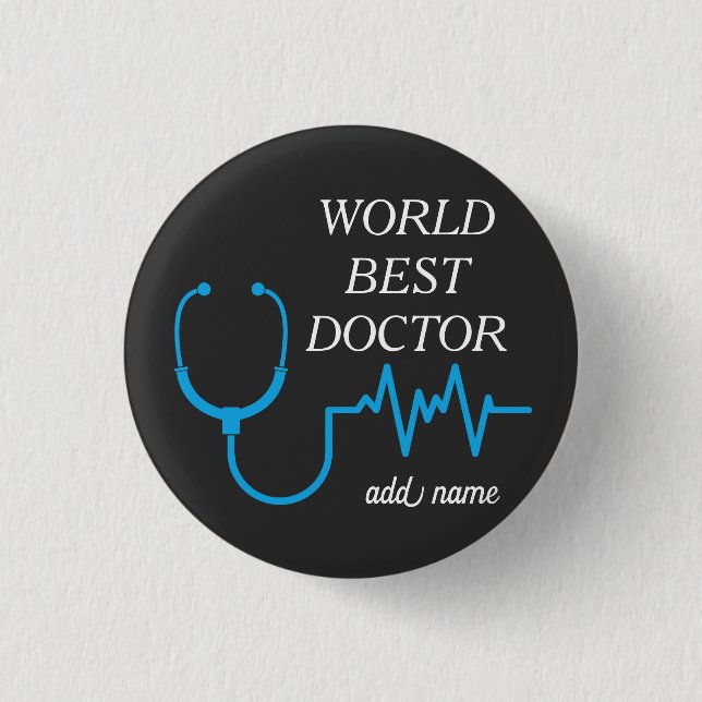 Doctor Stethoscope Practitioner Hospital Medicine 1 Inch Round Button (Front)