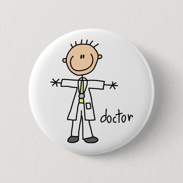 Doctor Stick Figure Button (Front)