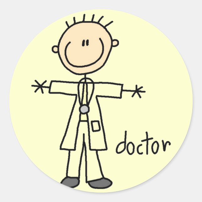 Doctor Stick Figure Classic Round Sticker (Front)