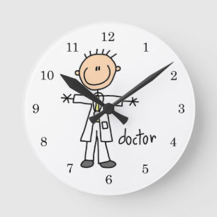 Doctor Stick Figure Round Clock