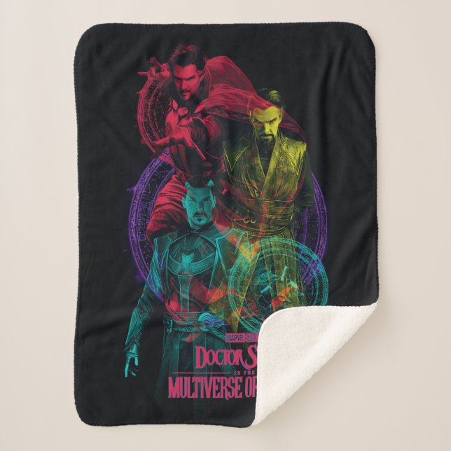 Doctor Strange Alternates Overlapping Graphic Sherpa Blanket (Front)