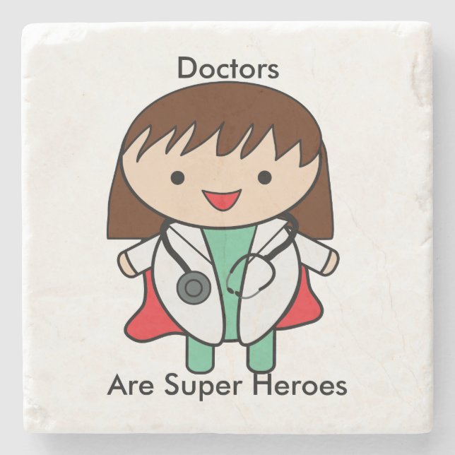 Doctor Super Hero Kawaii Female Personalize  Stone Coaster (Front)