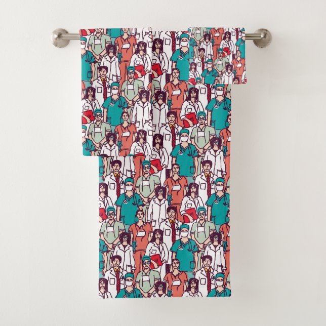 Doctor & Surgeon Pattern Bath Towel Set (Insitu)