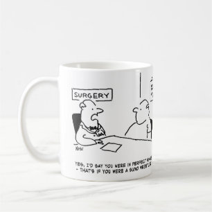 Doctor Tells Patient He's in Fine  Shape Cartoon. Coffee Mug