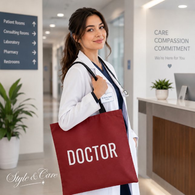 DOCTOR Text Statement Customizable White Tote Bag (DOCTOR Text Statement Customizable White Tote Bag)