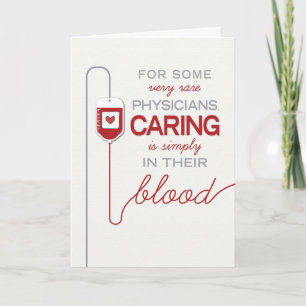 Doctor Thanks - Caring is in their Blood Thank You Card