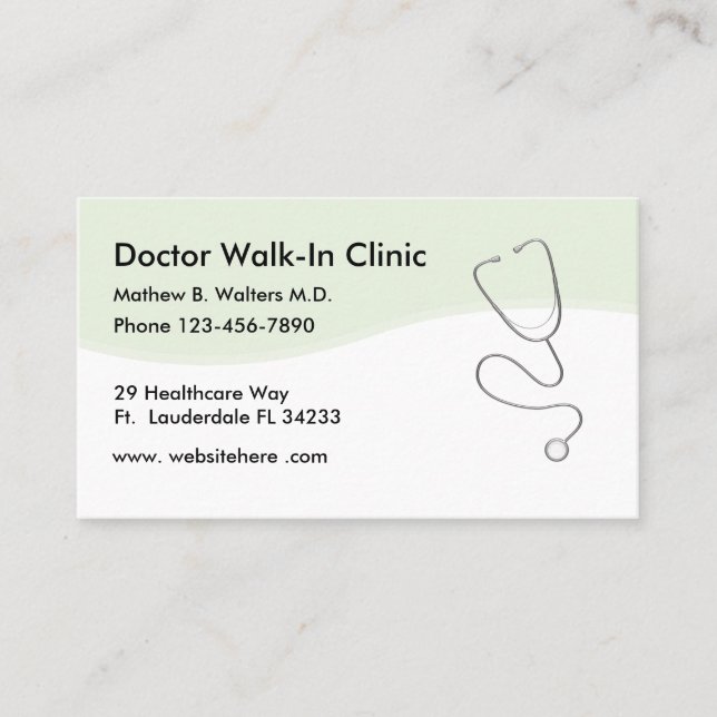 Doctor Walk In Clinic Business Cards (Front)
