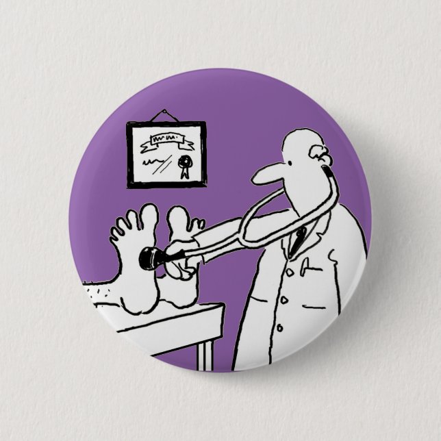 Doctor with Stethoscope Checking Feet 2 Inch Round Button (Front)