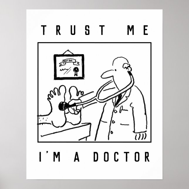 Doctor with Stethoscope Checking Feet Poster (Front)