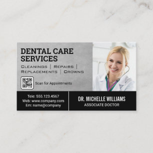 Doctor with Stethoscope   QR code template Business Card