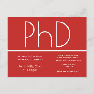 Doctorat Graduation Party Invitation Carte postale