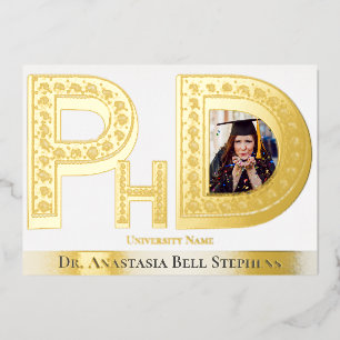 Doctorate PhD Graduation Ceremony Party Photo Gold
