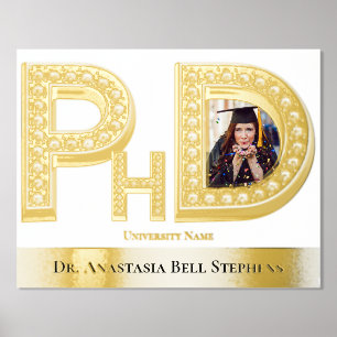 Doctorate PhD Graduation Ceremony Party Photo Gold Foil Prints