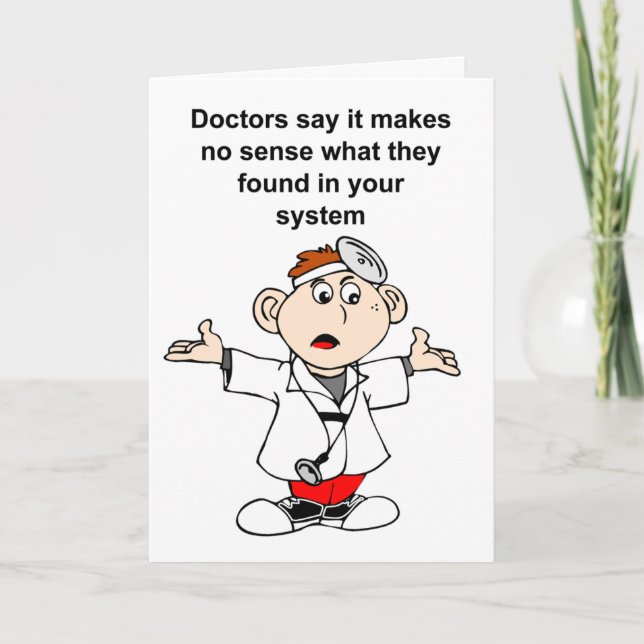 Doctors at a loss by finding in lab results card (Front)