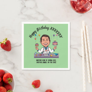  DOCTORS BIRTHDAY PARTY GREEN ANTISTRESS NAPKIN