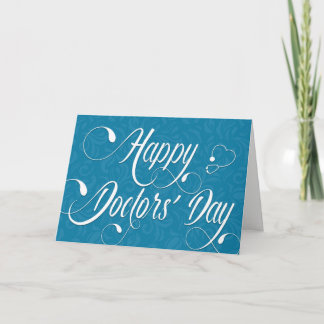 Doctors' Day Card - Swirly Text - Blue