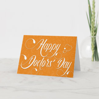 Doctors' Day Card - Swirly Text - Orange
