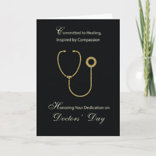 Doctors Day Gold Effect Stethoscope on Black Card