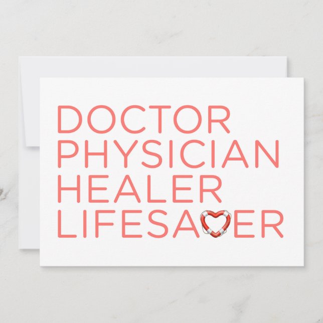 Doctors' Day Physician Healer Lifesaver Card (Front)