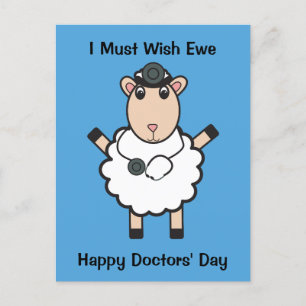 Doctors Day Sheep Wish Ewe Funny Personalize Postcard
