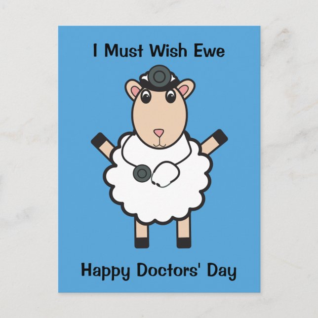 Doctors Day Sheep Wish Ewe Funny Personalize Postcard (Front)