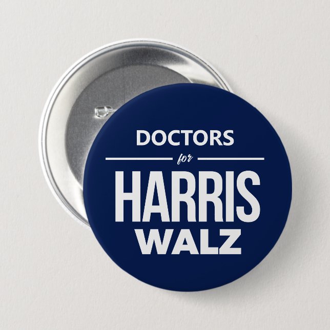 Doctors for Harris Walz 3 Inch Round Button (Front & Back)