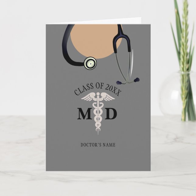 Doctors Graduation Medical Scrub Top Personalized Card (Front)