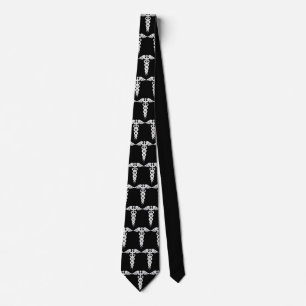 Doctors Medical Caduceus Black And White Tie