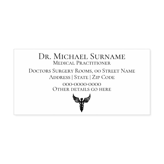 Doctors Medical Professionals DIY caduceus ink Self-inking Stamp (Design)