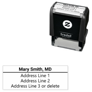Doctor's Name in Bold Font Return Address Template Self-inking Stamp