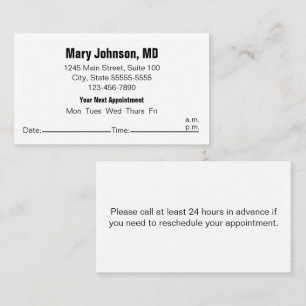 Doctors Office Black White Your Next Appointment Card