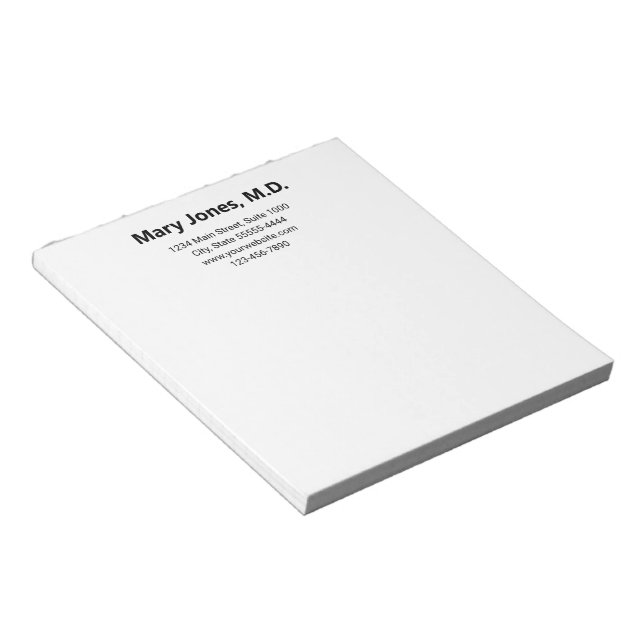 Doctor's Office Name Address Phone Simple Notepad (Angled)