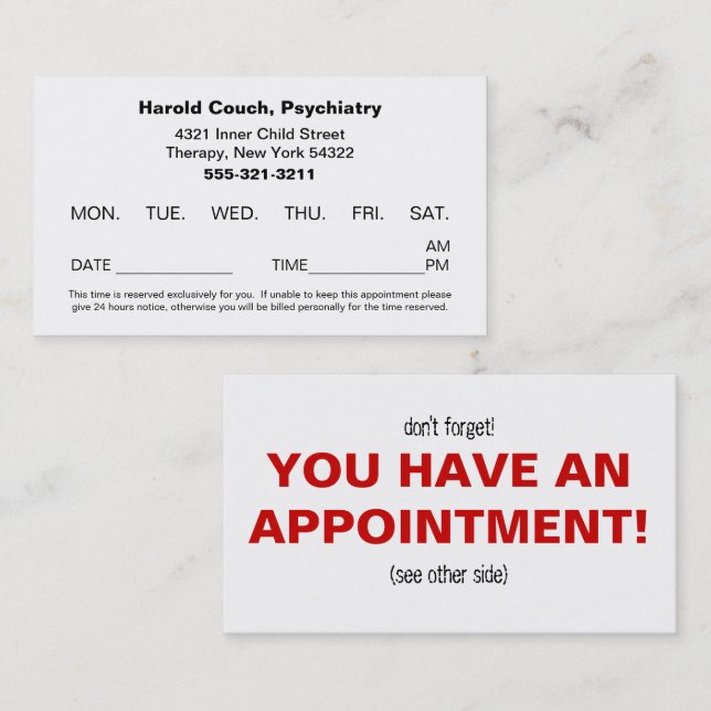 Doctor's Office Scheduled Appointment Reminder (Front/Back)