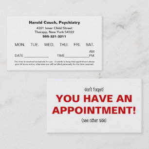 Doctor's Office Scheduled Appointment Reminder Card
