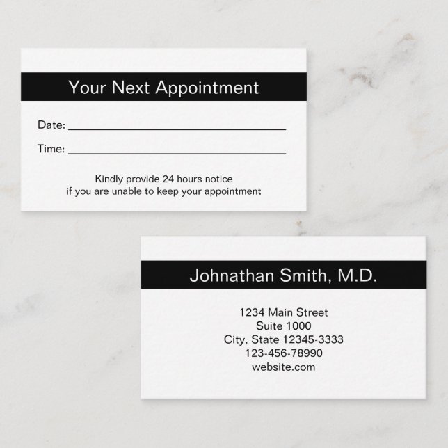 Doctors Office Your Next Appointment Reminder Card (Front/Back)