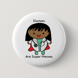 Doctors Super Heroes Black Female Personalize 2 Inch Round Button