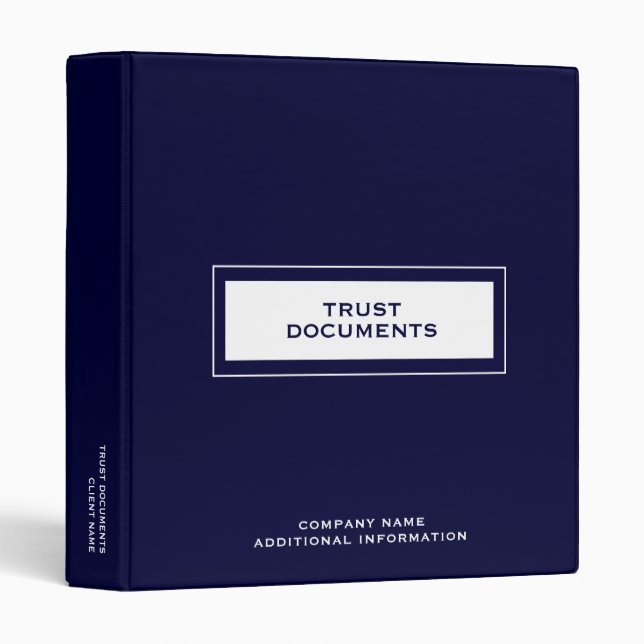 Documents de confiance Classeur Marine Bleue (Devant/Côté)