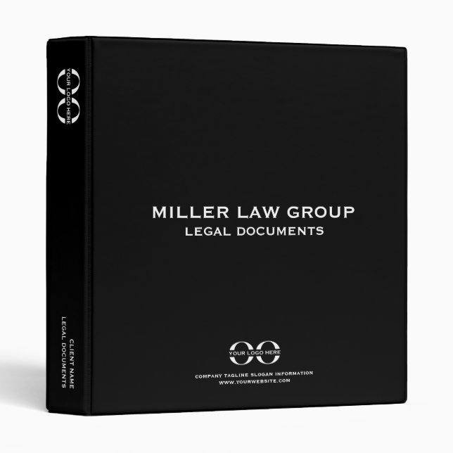 Documents juridiques Classeur avec logo | Noir (Devant/Côté)