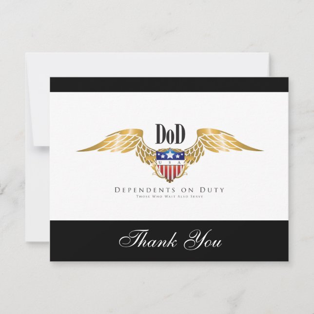 DOD (Dependents on Duty) wings Customize Thank You Card (Front)